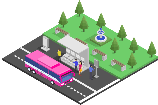 Ilustración de Transporte Público con BatOnRoute