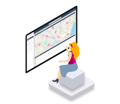 Ilustración del panel de seguimiento en tiempo real de BatOnRoute